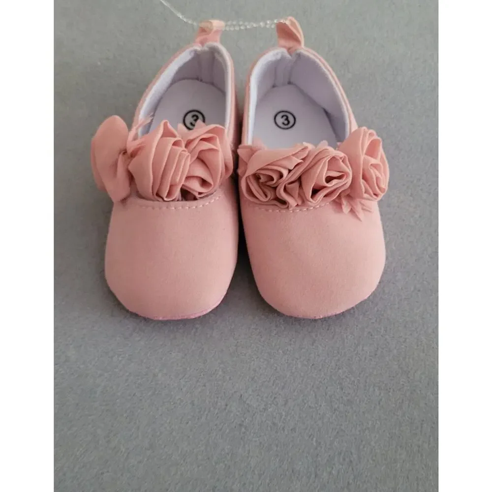 MY GGPP Infant/Toddler Flower shoes w/soft fabric uppers, non-slip soles-Sz US 5